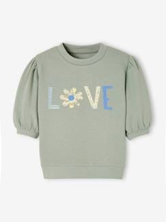Sweatshirt "love" voor meisjes met korte pofmouwen  - vertbaudet enfant