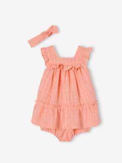 Baby-Babyset-Set van Engels borduurwerk met jurk, bloomer en haarband voor baby's