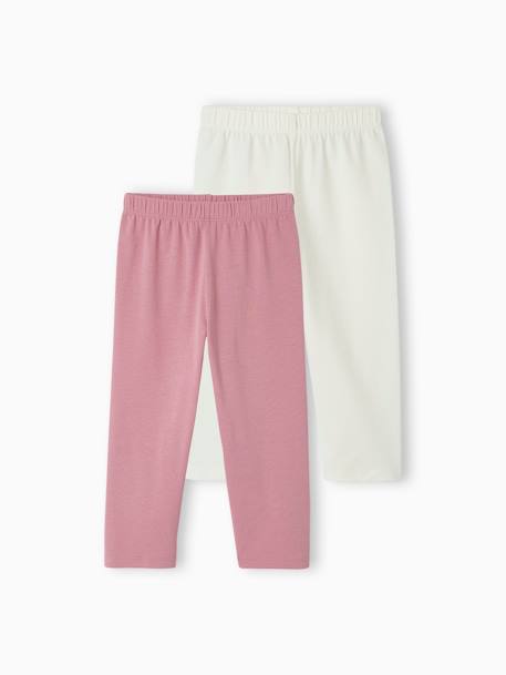 Set van 2 leggings meisje tot halverwege de kuit gemêleerd grijs+smaragdgroen+zachtpaars - vertbaudet enfant 
