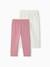 Set van 2 leggings meisje tot halverwege de kuit gemêleerd grijs+smaragdgroen+zachtpaars - vertbaudet enfant 