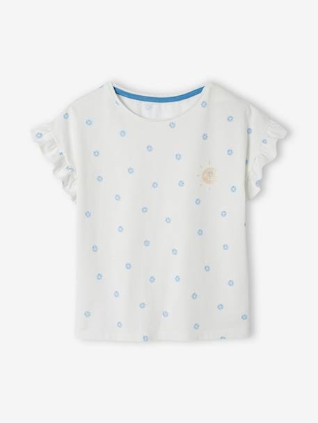 Set voor meisjes T-shirt en short van katoengaas marineblauw+perzik - vertbaudet enfant 