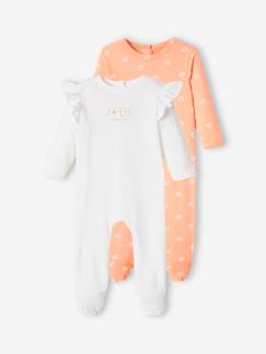 Baby-Pyjama, surpyjama-Set van 2 bloemen slaappakjes van jersey meisjesbaby