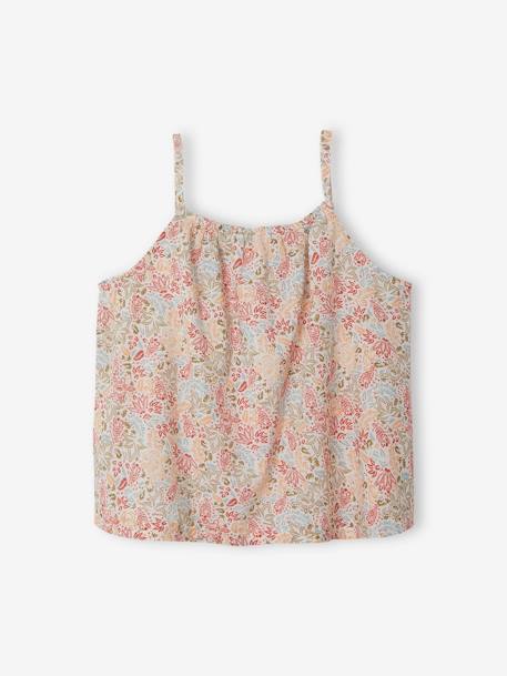Blouse met dunne bandjes en exotische motieven voor meisjes ecru - vertbaudet enfant 