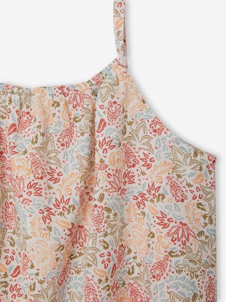 Blouse met dunne bandjes en exotische motieven voor meisjes ecru - vertbaudet enfant 