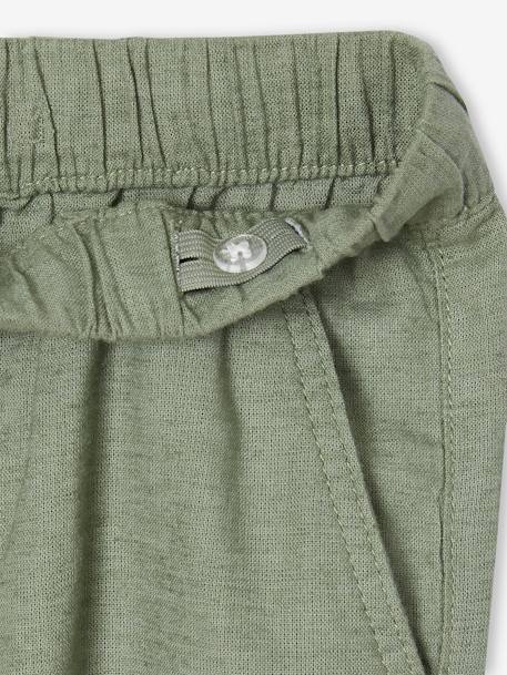 Lichte jongensbroek katoen/linnen gemêleerd beige+nachtblauw+saliegroen - vertbaudet enfant 