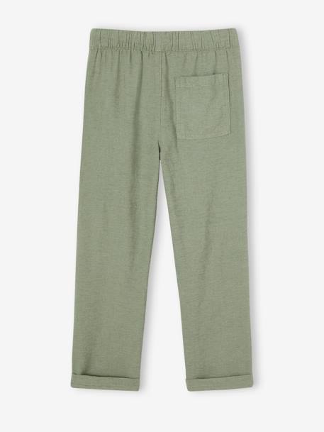 Lichte jongensbroek katoen/linnen gemêleerd beige+nachtblauw+saliegroen - vertbaudet enfant 