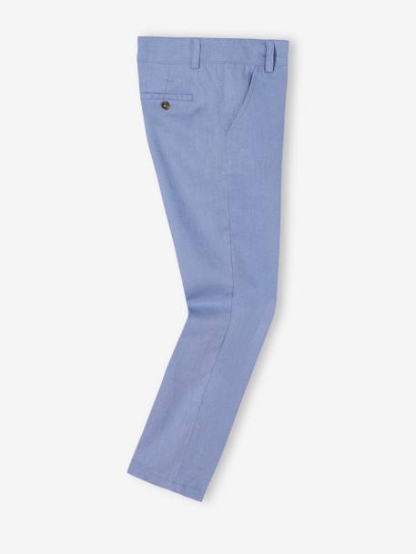 Chinobroek jongens katoen/linnen beige+blauw+donker marineblauw+lichtbeige+saliegroen - vertbaudet enfant 