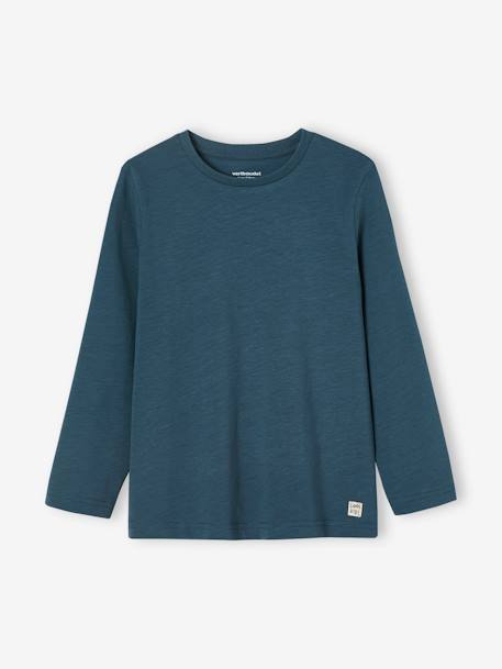 Personaliseerbare gekleurd T-shirt voor jongens met lange mouwen BLAUW+ECRU+groengrijs+lichtbruin+marineblauw+rozenhout - vertbaudet enfant 
