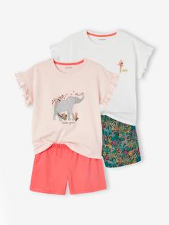 Meisje-Pyjama, surpyjama-Set met 2 meisjespyjama's Basics "Wild"
