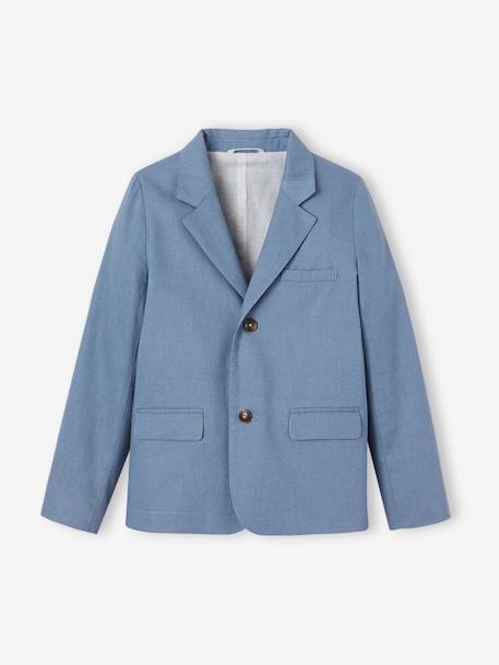 Feestelijk jasje voor jongens van katoen/linnen blauw+donker marineblauw+lichtbeige - vertbaudet enfant 