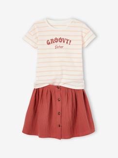 Meisje-Rok-Set T-shirt en rok van katoengaas voor meisjes