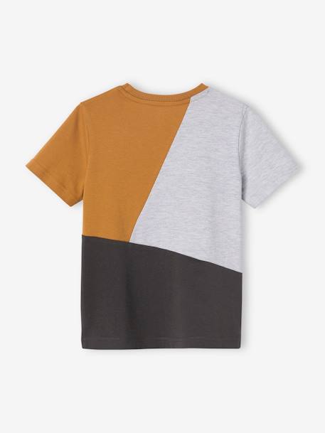 Jongens-T-shirt colorblock en korte mouwen gemêleerd grijs - vertbaudet enfant 