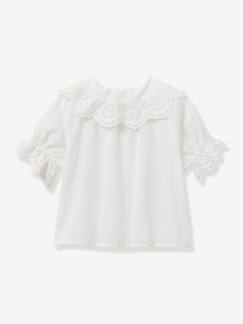 Meisje-Hemd, blouse, tuniek-Meisjesblouse met Engels borduurwerk CYRILLUS