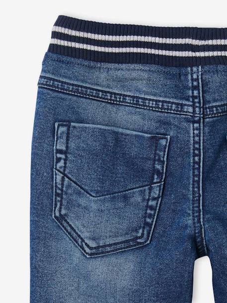 Rechte fleecebroek jongens denim look DARK GROSS+denim grijs+double stone+gebleekt denim+STONE MIDDEN+zwart denim - vertbaudet enfant 