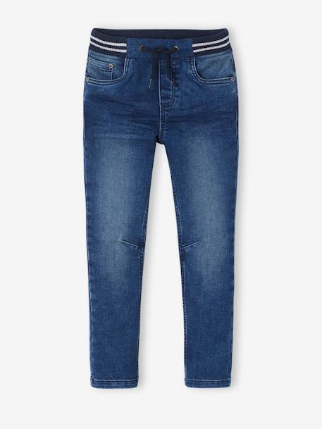 Rechte fleecebroek jongens denim look DARK GROSS+denim grijs+double stone+gebleekt denim+STONE MIDDEN+zwart denim - vertbaudet enfant 
