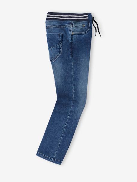 Rechte fleecebroek jongens denim look DARK GROSS+denim grijs+double stone+gebleekt denim+STONE MIDDEN+zwart denim - vertbaudet enfant 