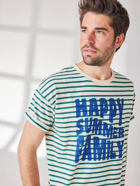 Gemengd capsule T-shirt marinière familie groen, gestreept - vertbaudet enfant 
