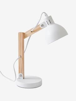 -Opvallende bureaulamp van hout en metaal