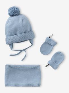 Baby-Accessoires-Muts sjaal handschoenen-Set voor babyjongen met mutsje + snood + wanten BASICS