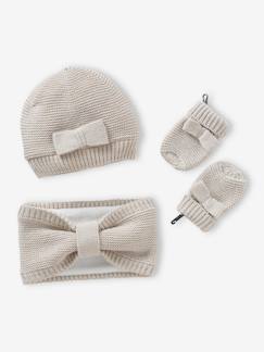 Baby-Accessoires-Muts sjaal handschoenen-Set voor babymeisjes muts + snood + wanten strikjes