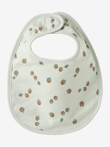 Set van 7 babyslabbetjes beige, bedrukt+blauwgroen+Egel+jungle wit+lichtroze+touw - vertbaudet enfant 