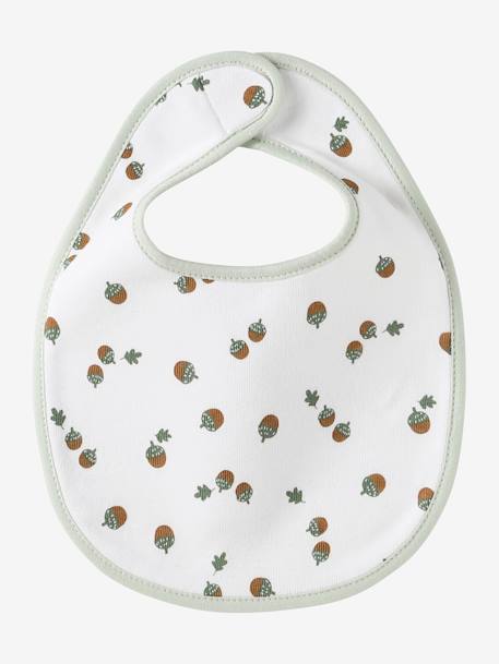 Set van 7 babyslabbetjes beige, bedrukt+blauwgroen+Egel+jungle wit+lichtroze+touw - vertbaudet enfant 