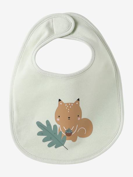 Set van 7 babyslabbetjes beige, bedrukt+blauwgroen+Egel+jungle wit+lichtroze+touw - vertbaudet enfant 