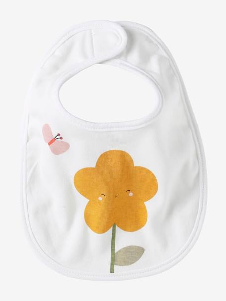 Set van 7 babyslabbetjes beige, bedrukt+blauwgroen+Egel+jungle wit+lichtroze+touw - vertbaudet enfant 