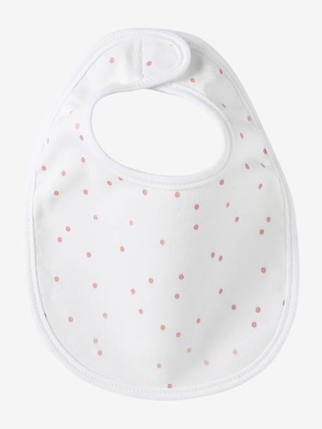 Set van 7 babyslabbetjes beige, bedrukt+blauwgroen+Egel+jungle wit+lichtroze+touw - vertbaudet enfant 