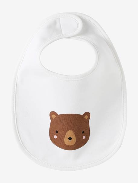 Set van 7 babyslabbetjes beige, bedrukt+blauwgroen+Egel+jungle wit+lichtroze+touw - vertbaudet enfant 