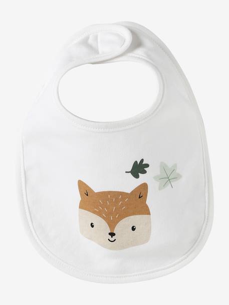 Set van 7 babyslabbetjes beige, bedrukt+blauwgroen+Egel+jungle wit+lichtroze+touw - vertbaudet enfant 