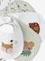 Set van 7 babyslabbetjes beige, bedrukt+blauwgroen+Egel+jungle wit+lichtroze+touw - vertbaudet enfant 