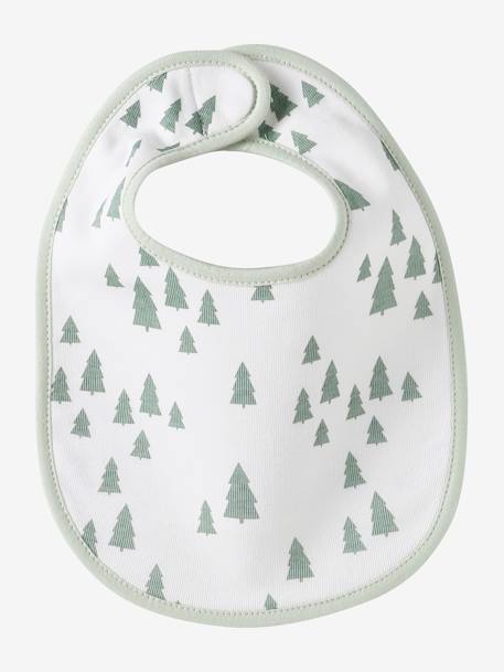 Set van 7 babyslabbetjes beige, bedrukt+blauwgroen+Egel+jungle wit+lichtroze+touw - vertbaudet enfant 