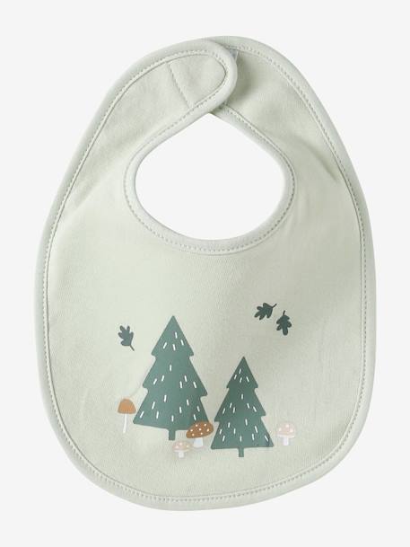 Set van 7 babyslabbetjes beige, bedrukt+blauwgroen+Egel+jungle wit+lichtroze+touw - vertbaudet enfant 