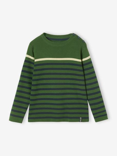 Gestreepte jongenstrui ecru+GESTREEPT MARINEBLAUW OKERGEEL+groen+Marine en ivoor gestreepte sal - vertbaudet enfant 