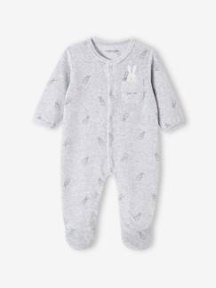 Baby-Pyjama, surpyjama-Fluwelen babyslaappakje konijnen opening voorkant