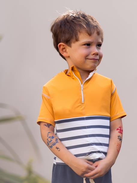 Anti-verdrink T-shirt voor kinderen FLOATEE geel+rood+rozen - vertbaudet enfant 