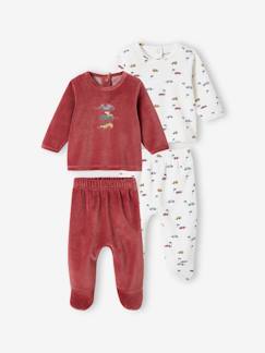 Baby-Pyjama, surpyjama-Set van 2 fluwelen 'bolide' babypyjama's