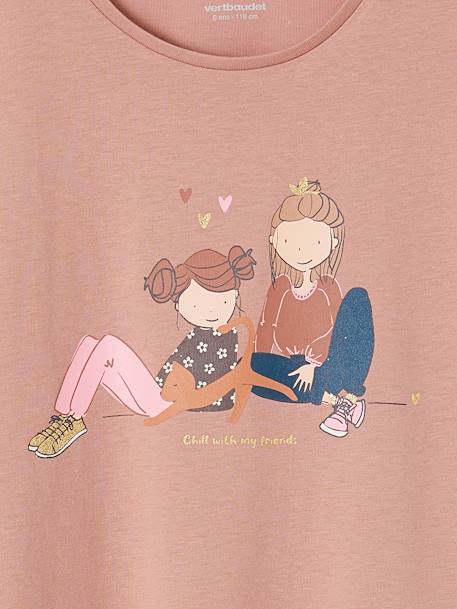 Shirt met girly motief en fantasie details oudroze - vertbaudet enfant 