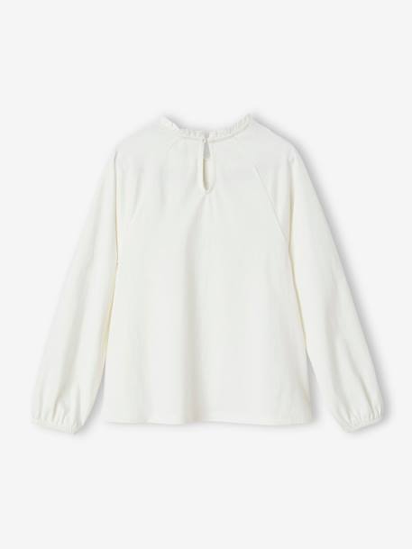 Shirt van Engels borduurwerk voor meisjes bleekblauw+donkergroen+ecru+marineblauw+zachtpaars - vertbaudet enfant 