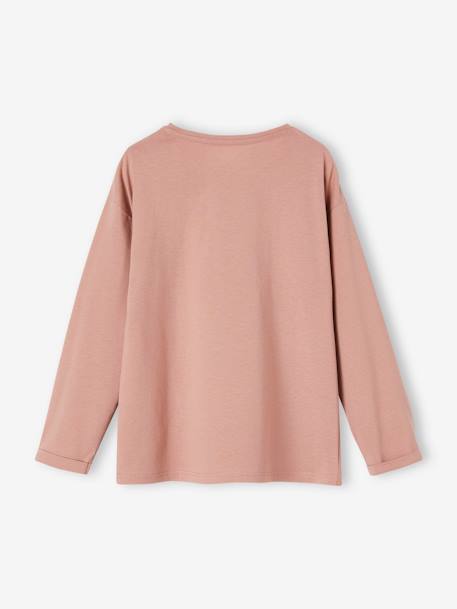 Shirt met girly motief en fantasie details oudroze - vertbaudet enfant 