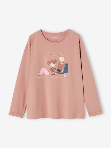 Shirt met girly motief en fantasie details oudroze - vertbaudet enfant 