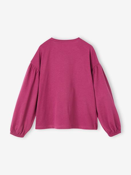 T-shirt met glansdetails en een fluwelen tekst meisje donkerpaars - vertbaudet enfant 