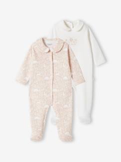 Baby-Pyjama, surpyjama-Set van 2 slaappakjes "dieren" babymeisje van biokatoen