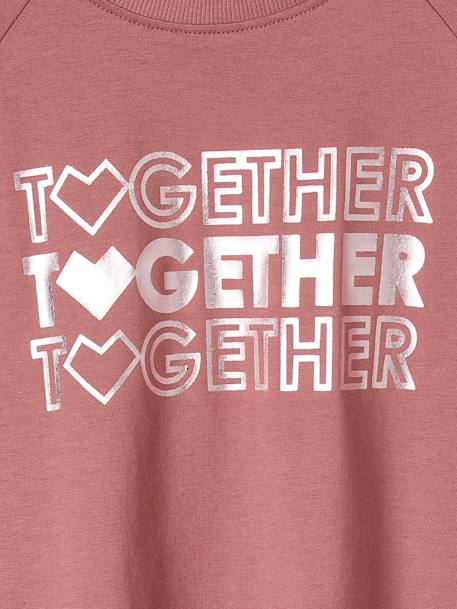 Sportief Together meisjes-T-shirt met lange raglanmouwen en een glanzend patroon oudroze - vertbaudet enfant 