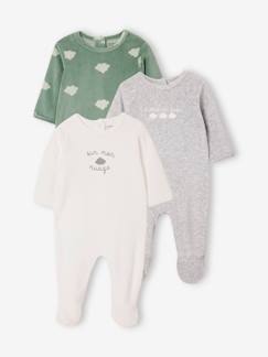 Baby-Pyjama, surpyjama-Set van 3 fluwelen slaappakjes BASICS