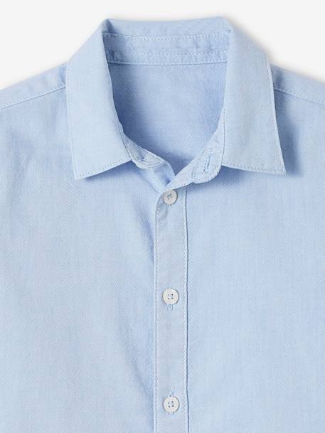 Jongensoverhemd Oxford hemelsblauw+wit - vertbaudet enfant 