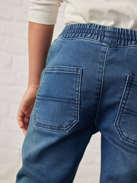 Makkelijk aan te trekken jongensbroek van molton met denim-effect lichtgrijs denim+stone - vertbaudet enfant 