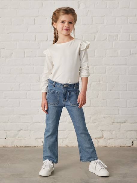 Flared meisjesjeans 7/8 stone - vertbaudet enfant 