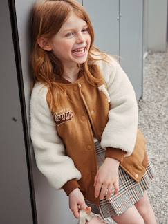 -Teddy meisjesjack van twee materialen met lusjesletters